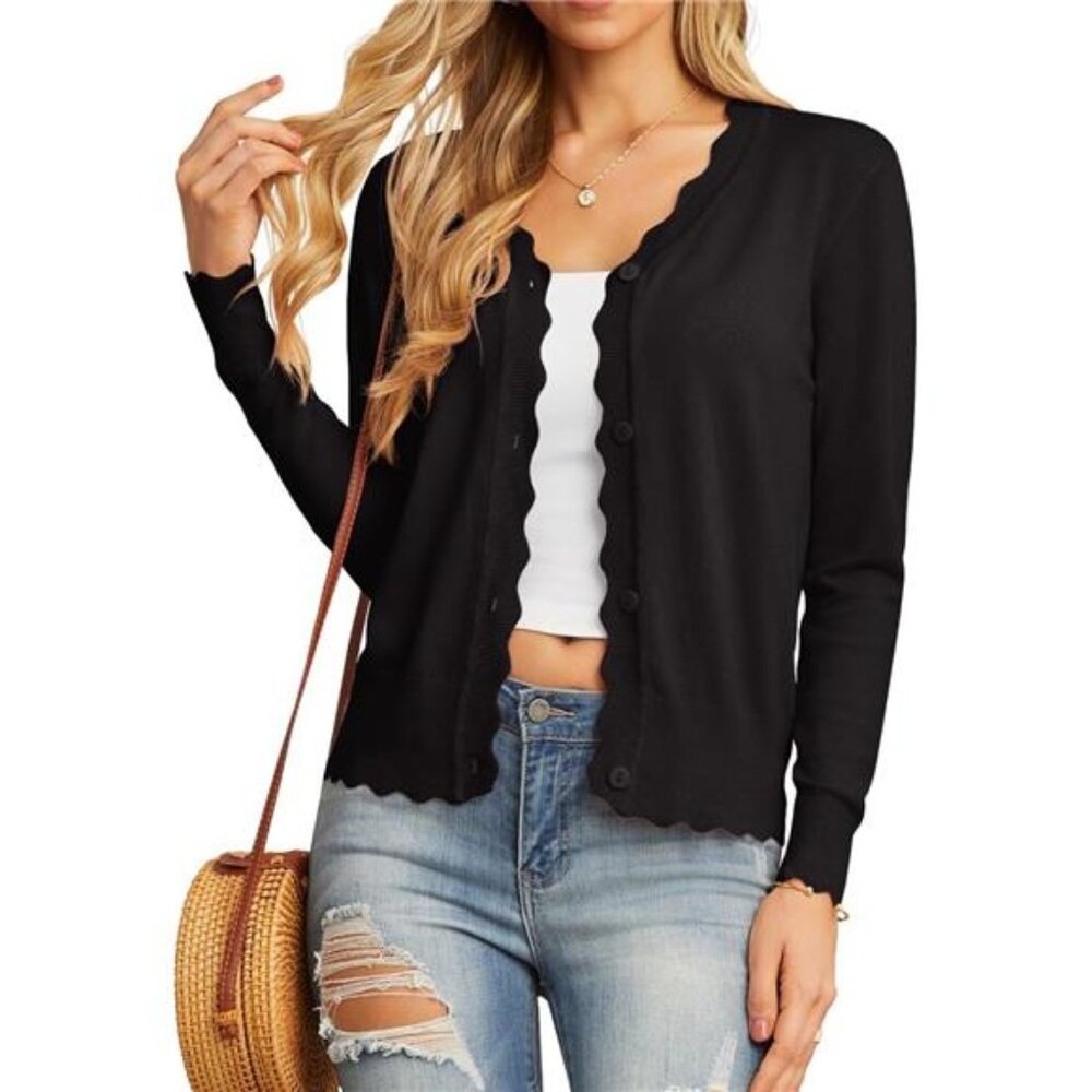 NEW Women's Long Sleeve V-Neck Button Down Cardigan Knit Shrugs Sweater - Picture 2 of 5